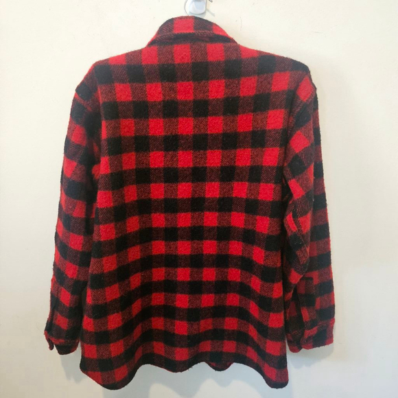 Men's Vintage Woolrich Flannel Shirt Jacket Red Black Buffalo Plaid Size Large - Picture 7 of 13